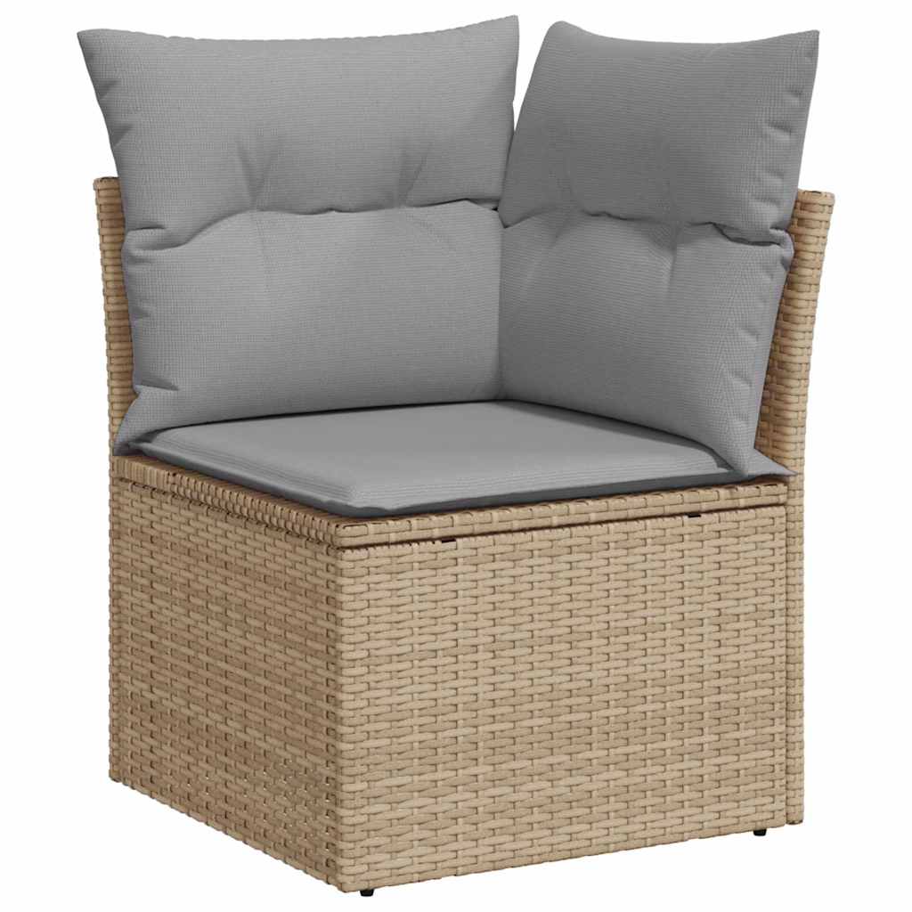 Garten-Sofa-Set mit Speicher 8 pcs Beige Poly Rattan